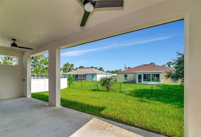 view of patio with ceiling fan