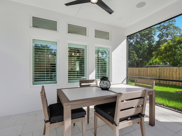 view of patio featuring ceiling fan