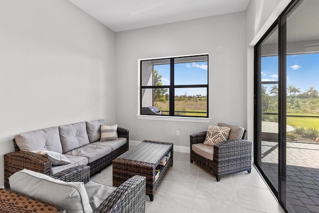 view of tiled living room