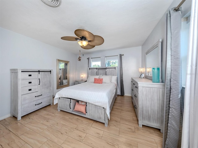 bedroom featuring ceiling fan