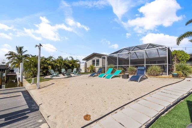 view of play area with a lanai