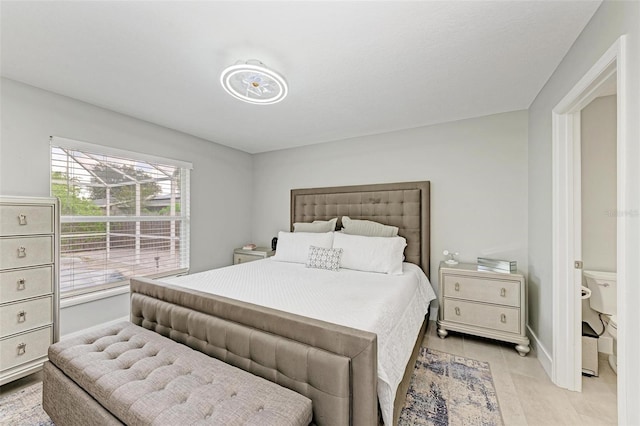 bedroom featuring light tile patterned flooring