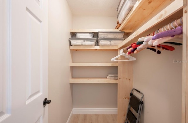 spacious closet featuring light hardwood / wood-style floors