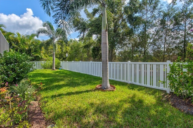 view of yard featuring a fenced backyard