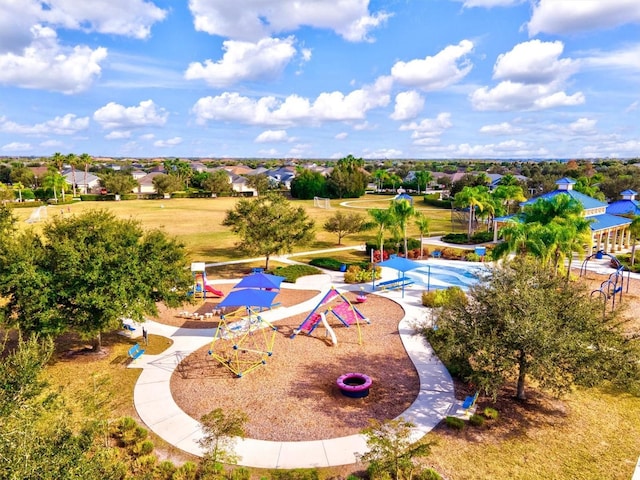 aerial view with a residential view