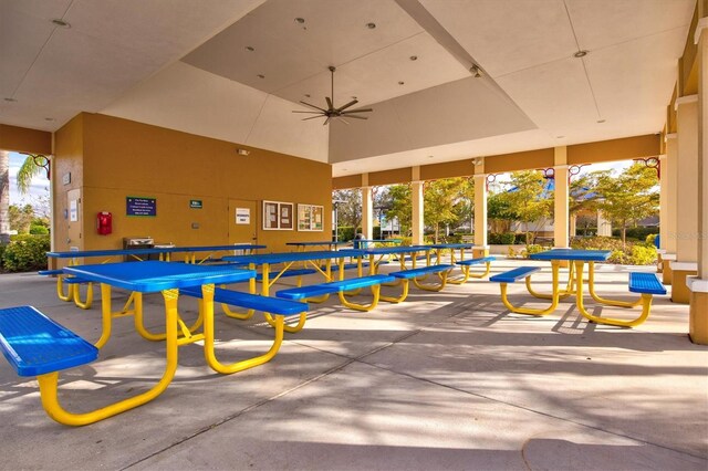 view of patio with ceiling fan