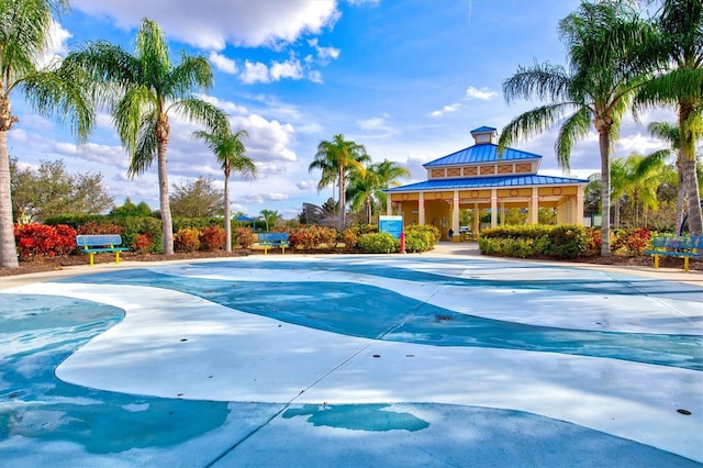 view of pool featuring a swimming pool and a gazebo