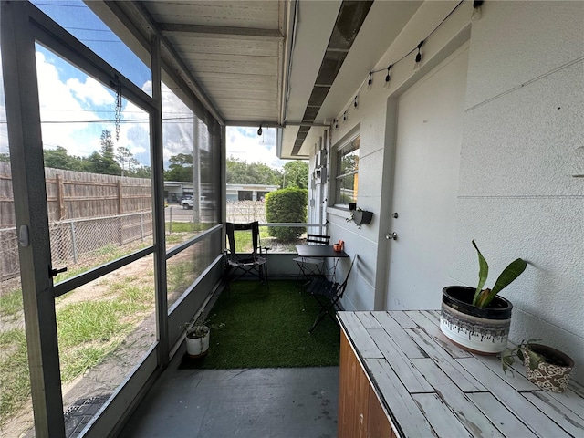 view of unfurnished sunroom