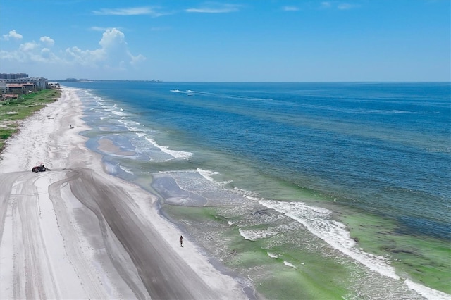 property view of water featuring a beach view