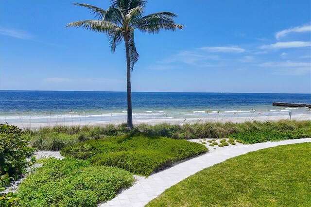 view of water feature with a view of the beach