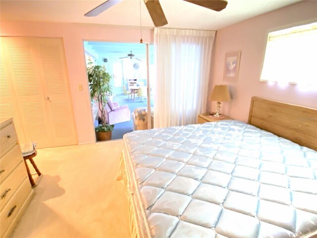 2434 Fourwind St, Port Charlotte, FL 33948 - bedroom featuring ceiling fan, a closet, carpet flooring, and multiple windows
