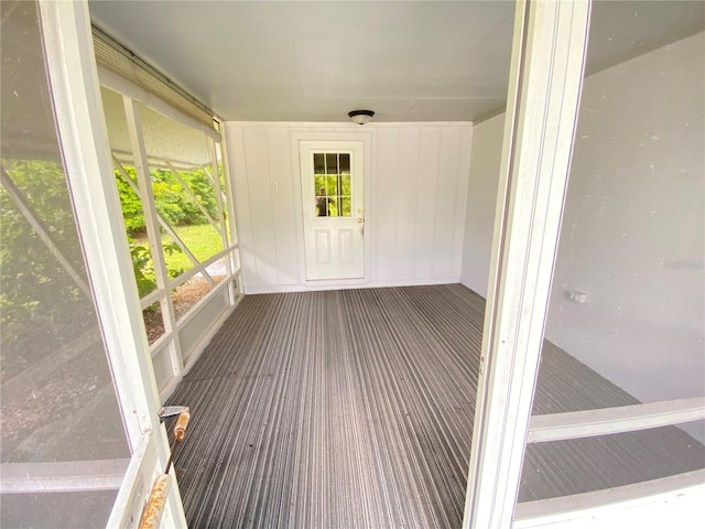 view of unfurnished sunroom