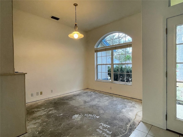 view of unfurnished dining area