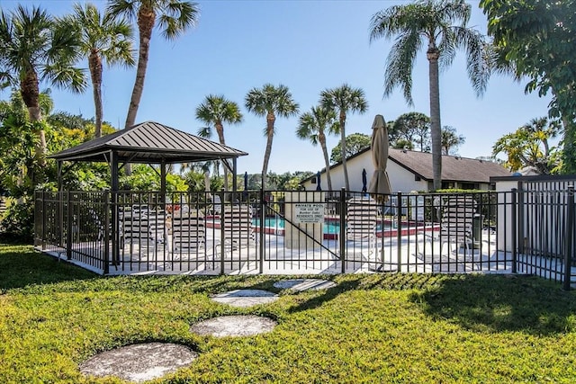 view of swimming pool with a gazebo