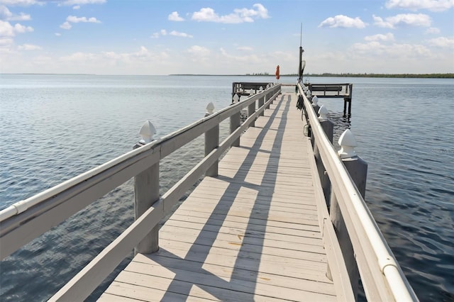 dock area featuring a water view