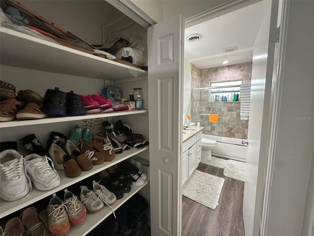 spacious closet featuring hardwood / wood-style flooring