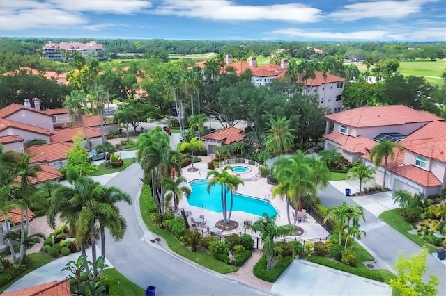 drone / aerial view with a residential view