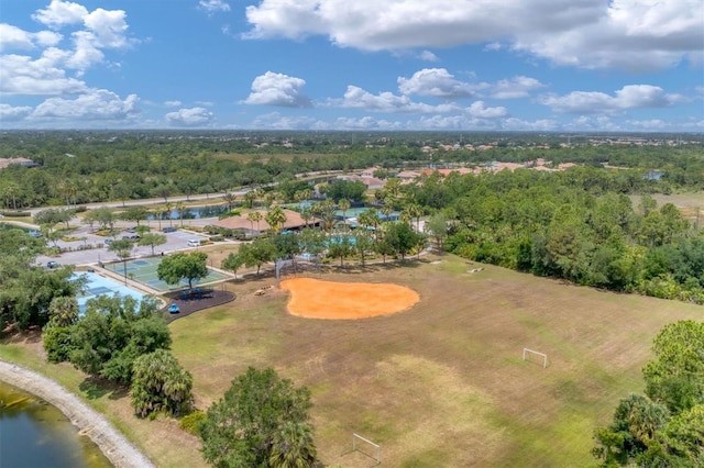 aerial view featuring a view of trees