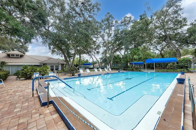 view of pool featuring a patio area