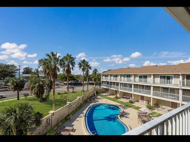 view of pool featuring a patio area