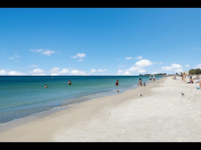 view of water feature featuring a beach view