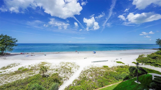 property view of water featuring a view of the beach