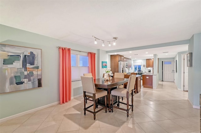 dining room with light tile patterned floors