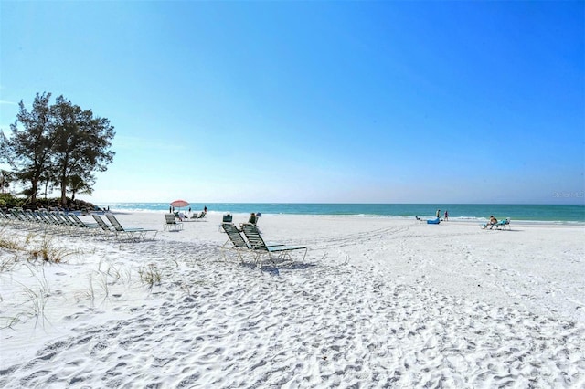 property view of water with a beach view