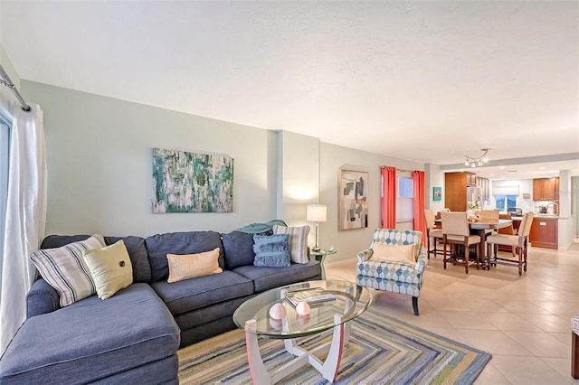 view of tiled living room