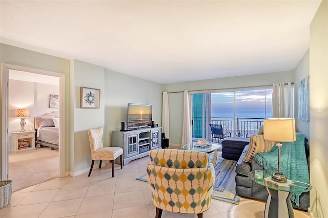 view of tiled living room