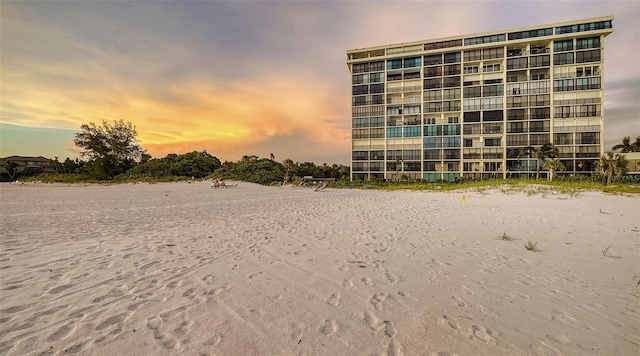 outdoor building at dusk with a water view