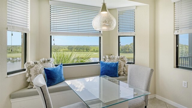 tiled dining space with a healthy amount of sunlight