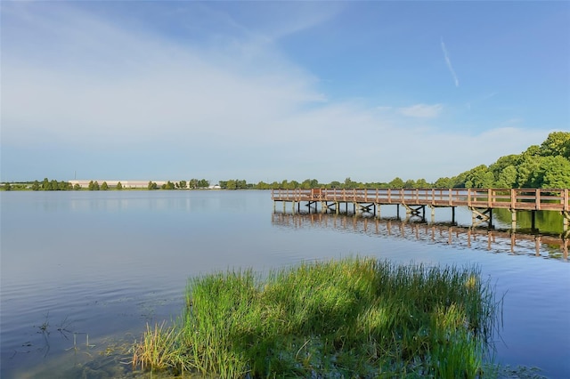 dock area featuring a water view