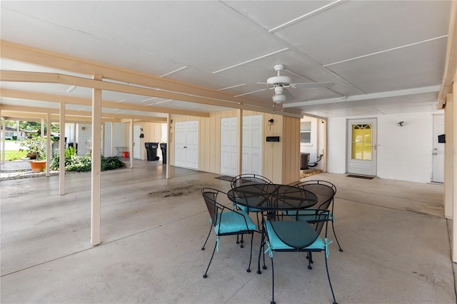 view of patio / terrace featuring ceiling fan and outdoor dining space