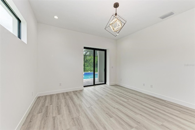 empty room featuring light wood-type flooring