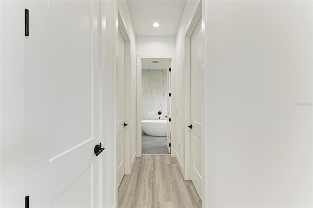 corridor featuring light hardwood / wood-style flooring