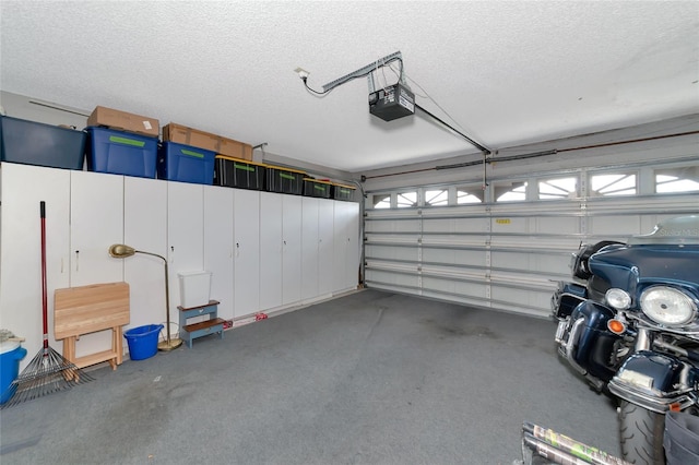 garage with a garage door opener