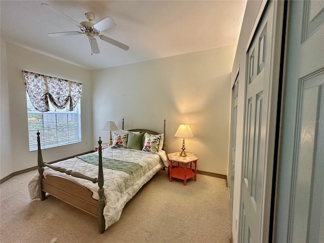 bedroom featuring carpet and ceiling fan