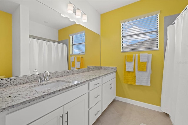 bathroom featuring vanity and tile patterned floors