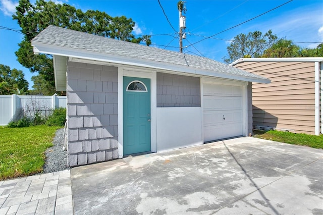 view of garage