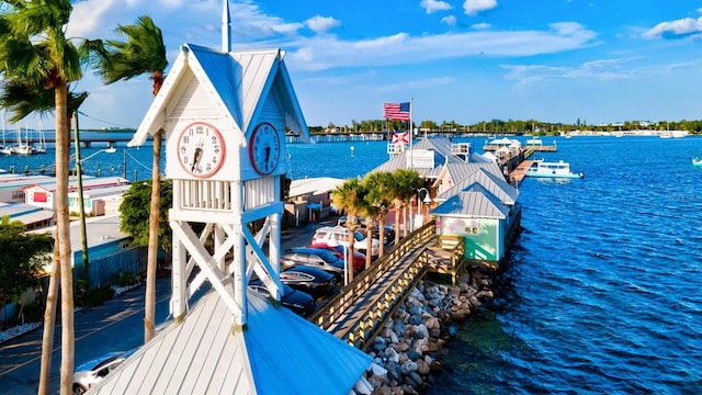 dock area featuring a water view