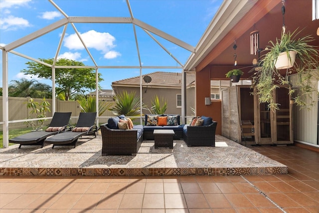 view of patio with a lanai and an outdoor hangout area