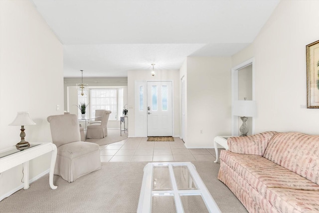 tiled living room with baseboards