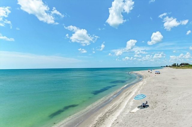 property view of water with a beach view