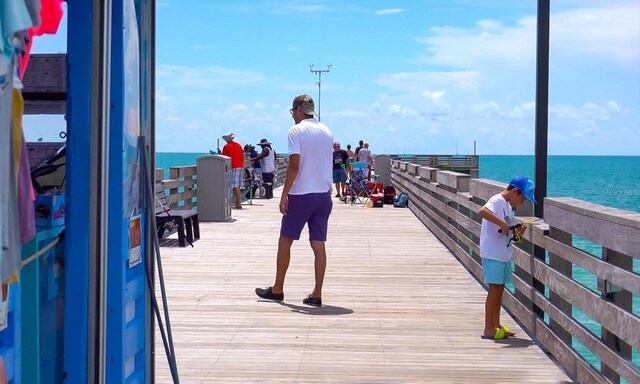 dock area with a water view