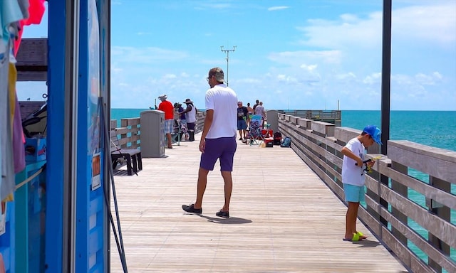 view of dock featuring a water view