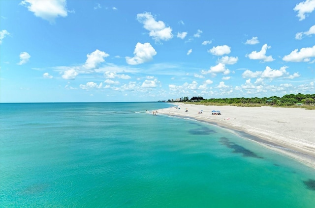 view of water feature featuring a beach view