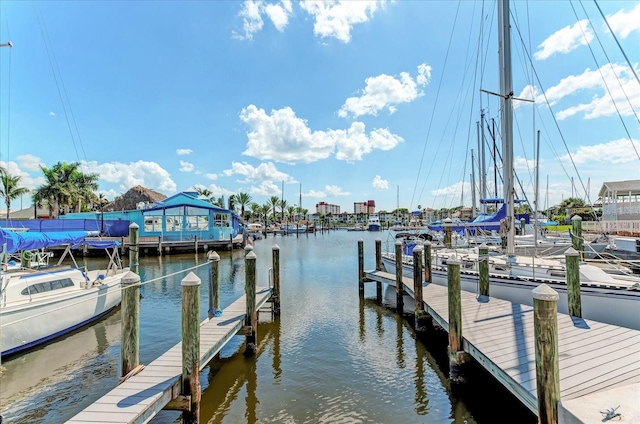 view of dock featuring a water view