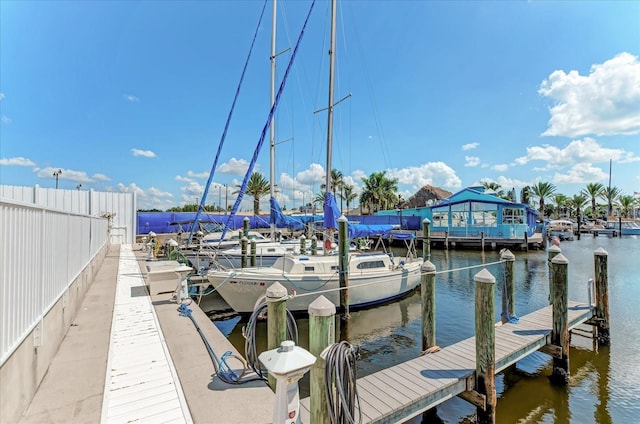 dock area featuring a water view