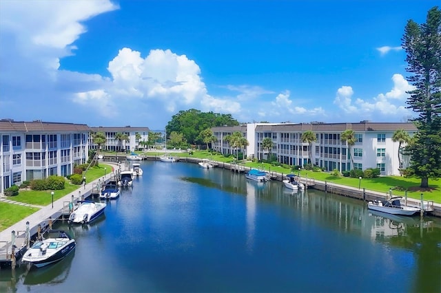 property view of water featuring a dock